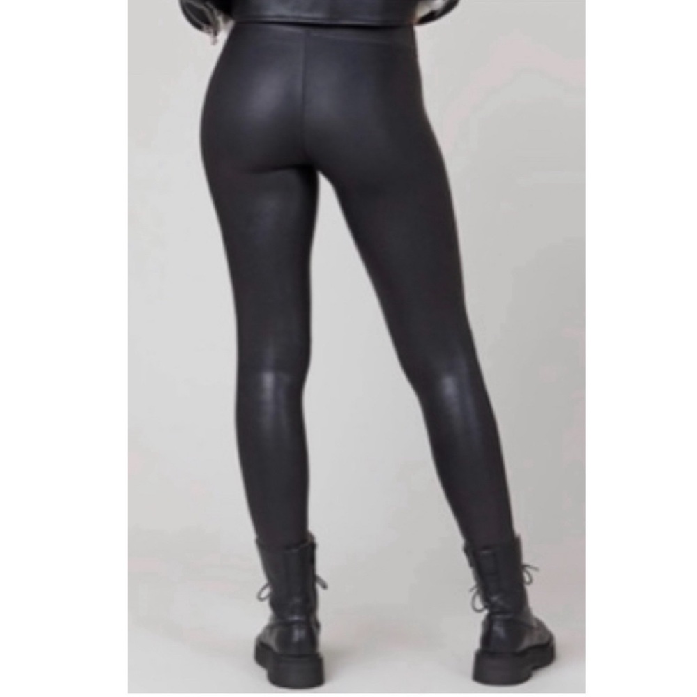 SPANX Black Faux Leather Leggings Sz Medium NEW - Picture 8 of 13